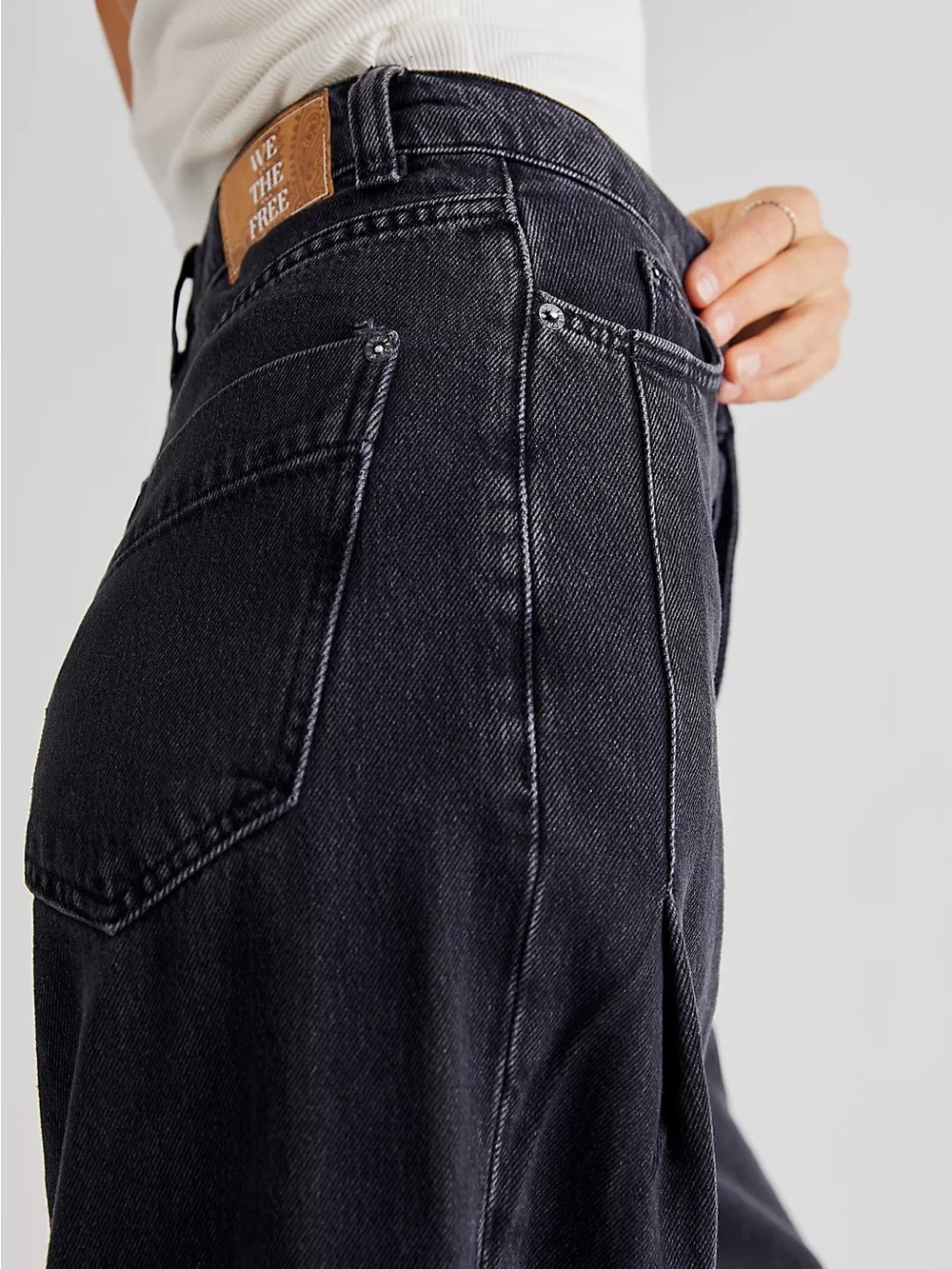 Free People We The Free Old West Slouchy High Rise Wide Leg Jeans Black 27 - Picture 3 of 9